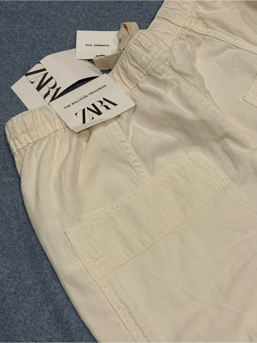 Zara Cream Drawstring Tapered Trousers